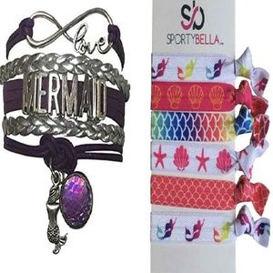 Mermaid Gift Charm Infinity Bracelet and Hair Ties